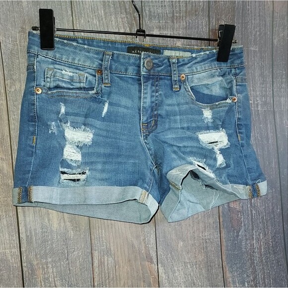 Aeropostale Pants - Aeropostale Light Blue Distressed Jean Shorts